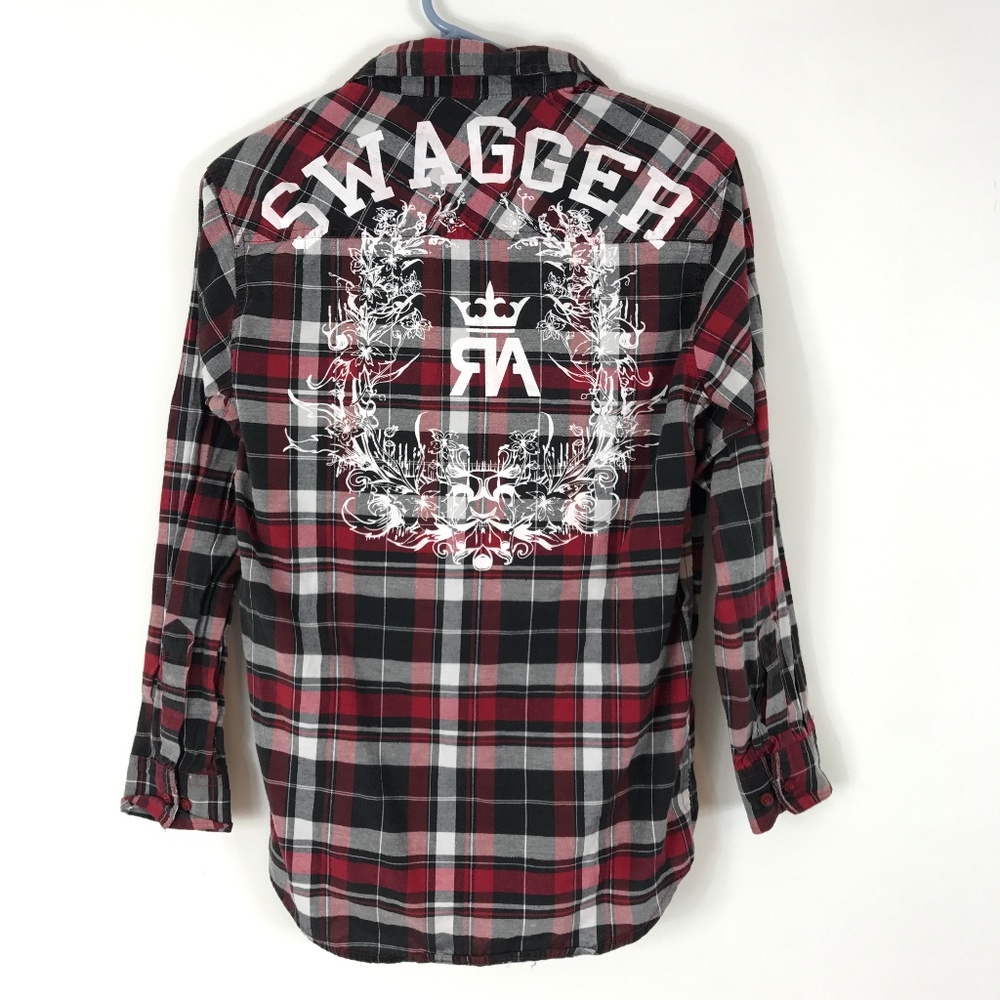 Red Ape Swagger Red & Black Plaid Button Down